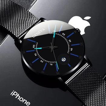 Zegarki męskie 2020 luksusowe modne męskie biznesowe zegarek ultra-cienki cienki siatkowy pas ze stali nierdzewnej Kwarcowy zegarek reloj hombre