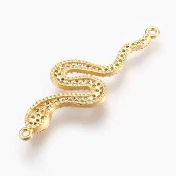 10szt węża mosiądz mikro utorować cyrkonia linki złącze Złoto/Platyna galwanicznie do produkcji biżuterii 39x13.5x3mm otwór: 1,2 mm