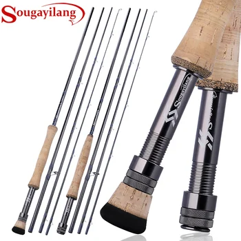 Sougayilang 2.7 M Fly Fishing Rod 4 Section EVA / Metal Handle Carbon Fiber Fly Fishing Rod for River Lake Fishing Tackles