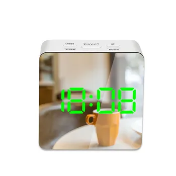 LED Digital Mirror Alarm Clock Digital Wake Up Light elektroniczny duży wyświetlacz temperatury czasu z datą nocne światła zegar ścienny