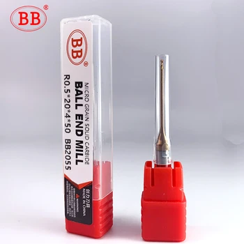 BB Micro Ball End Mill Carbide Rib Processing Cutter CNC Deep Long Neck Small Mini Tool R0.1 R0.15 R0.2 R0.25 R0.3 R0.35 R0.45