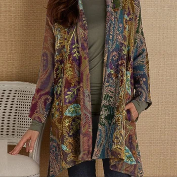 Wiosna Nowa Ulica Odzież Drukowanych Płaszcz Retro Temat Płaszcz Kobiety Kolorowe Z Długim Rękawem Odzieży 2020 Kolacja Odzież Elegancka Odzież Wierzchnia