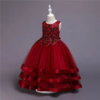 Księżniczka puszyste sukienka netto sukienka Żakardowe tkaniny dziecięce odzież taneczna