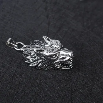 HNSP Punk Animal Wolf Head wisiorek naszyjnik dla mężczyzn Męski Goth biżuteria z łańcuchem ze stali nierdzewnej 3,0 mm hurtowych prezent