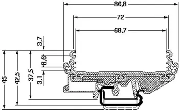 UM72 zakres długości pcb: 251-300 mm profil panelu montażowa obudowa płytki drukowanej pcb szyna DIN adapter montażowy