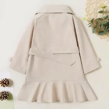 PatPat Trendy Solid Button Paski Lappy Collar Coat for Kids Girl Coat Clothes