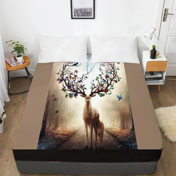 3D prześcieradło z elastycznej приталенной prześcieradłem podwójne łóżko 135/160/180/200/150x200 pościel Dream Animal tiger
