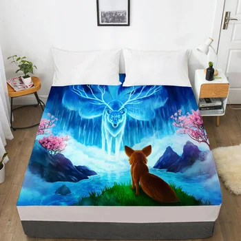 3D prześcieradło z elastycznej приталенной prześcieradłem podwójne łóżko 135/160/180/200/150x200 pościel Dream Animal tiger