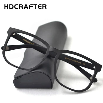 HDCRAFTER kobiety mężczyźni rocznika retro drewniane okulary ramka oversize optyczne okulary okulary na receptę soczewek okulary