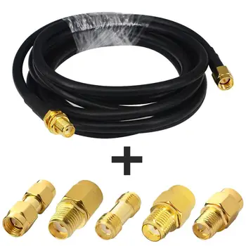 SMA SMA Male to Female RF Coaxial Coax Cable 6.5 ft with 5szt RF Coax Adapter Kit, SMA Cable + SMA do SMA/RPSMA Adapter KIT