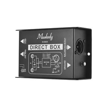 Muslady profesjonalny jednokanałowy pasywny DI-Box Direct Injection Audio Box Balanced & Unbalance Signal Converter