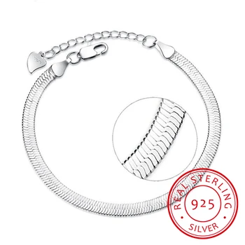 925 srebro płaski wąż łańcuszek Omar Zamek regulowana bransoletka dla kobiet, mężczyzn Pulseira Masculina S-b166