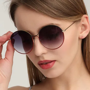 Modne okrągłe okulary damskie marki projektant stop vintage okulary kobieta gradient męskie okulary przeciwsłoneczne UV400 okulary Oculos De Sol