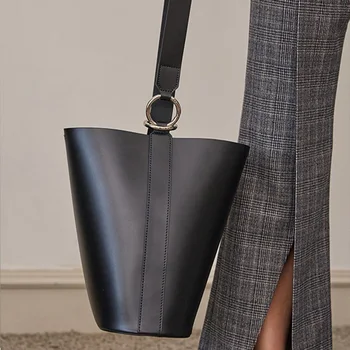 Marka minimalistyczny sztuczna skóra wiadro Torba luksusowe torebki damskie torby projektant duża torba damska Vintage torba na ramię torby kurierskie