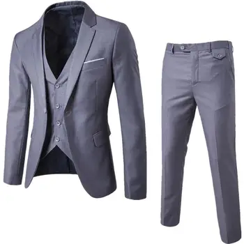 2020 męskie garnitury narzeczony sobie smokingi 3-częściowy ślubne garnitury mężczyźni najlepszy człowiek formalny garnitur dla mężczyzn (kurtka+spodnie +kamizelka)