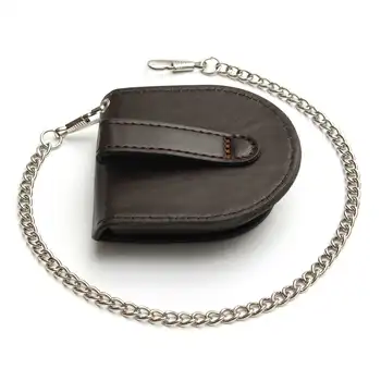 Moda męska temu brązowy moneta torba z łańcuchem Vintage klasyczny PU skórzane etui przewodnik portfel zegarek pudełko uchwyt etui do przechowywania