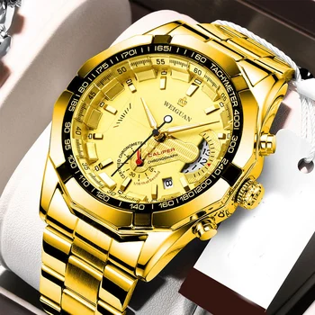 Darmowa wysyłka mężczyzna zegarka świetlny wodoodporny kalendarz zegar bezbarwne nowe mechaniczne zegarek Kwarcowy zegarek wielofunkcyjny zegarek