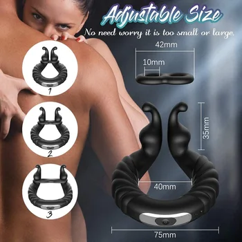 Penis pierścień wibrator opóźnienie wytrysku kogut pierścionek regulowany rozmiar dłużej trudniej czystość urządzenie do masażu prostaty, sex zabawki dla mężczyzn