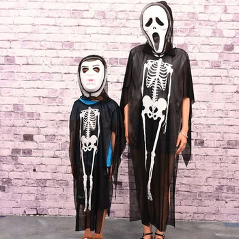 Kostium Na Halloween, Czaszka Szkielet Demon Duch Cosplay Kostiumy Dorosłych, Dzieci I Dzieci Karnawał Maskowy Sukienka Kąpielowe Straszna Maska