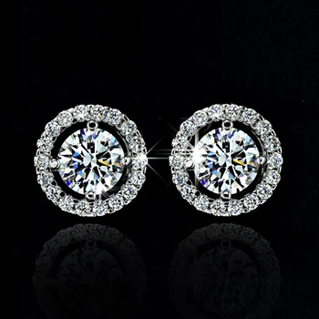 BOEYCJR 925 Silver 0.3/0.5 ct/1ct D color Moissanite VVS Fine Jewelry Diamond Stud Earring z krajowym certyfikatem dla kobiet