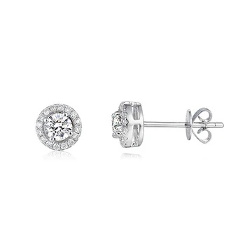 BOEYCJR 925 Silver 0.3/0.5 ct/1ct D color Moissanite VVS Fine Jewelry Diamond Stud Earring z krajowym certyfikatem dla kobiet