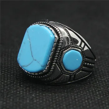 Wsparcie Dropship nowy rozmiar 7-13 niebieskie oczy pierścień ze stali nierdzewnej 316L mody biżuteria niebieski kamień pierścień