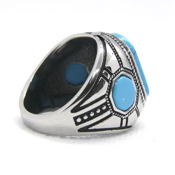Wsparcie Dropship nowy rozmiar 7-13 niebieskie oczy pierścień ze stali nierdzewnej 316L mody biżuteria niebieski kamień pierścień