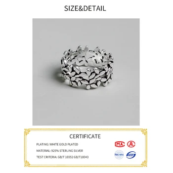 925 srebro wpływ okrągły geometryczny pierścień dla modnych kobiet ładny vintage flowerFine biżuteria minimalistyczny akcesoria Prezent