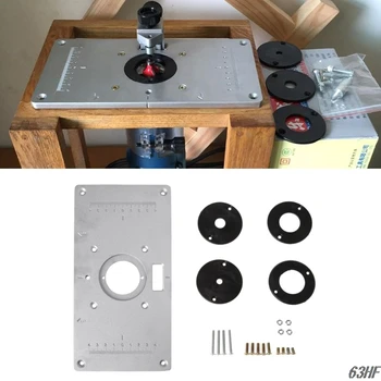 Mayitr Aluminum Router Insert Table Plate with 4pcs Router Insert Rings Wood Router Tools wkręty do drewna ławek diy new