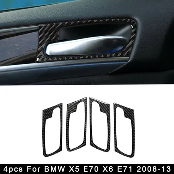 4 sztuki włókna węglowego wewnętrzna klamka pokrywa wykończenie Do BMW X5 E70 X6 E71 2008-13 dekoracji pokrywa listwy