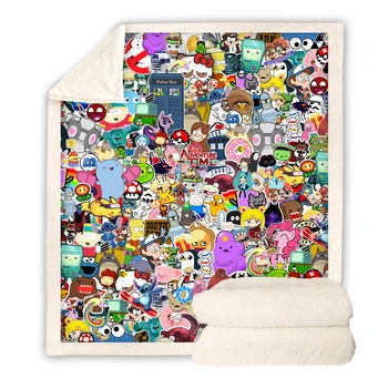 Adventure Time 3D Printed Sherpa Blanket Couch Cover Youth Travel Beding Outlet velvet miś rzut Флисовое koc narzuta nowa