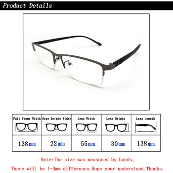 Полуободок metalowe okulary ramka kobiety mężczyźni biznes optyczne okulary ramki TR90 nogi prostokąt dostosować krótkowzroczność okulary do czytania