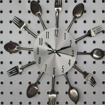 Nowa dostawa promocja ściany nowoczesne igły zegarek nóż zegar kuchenny biżuteria kwarcowy metal niemy nrushed