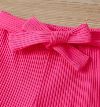 Letnia moda dziecko dziewczynka odzież 2 szt. zestawów bez rękawów czerwony top crop spodnie zestaw ubrań święto 18 m-6 lat
