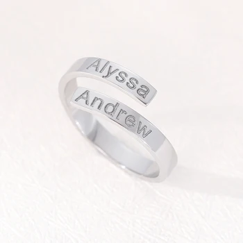 Podwójna nazwa pierścień niestandardowe dwa nazwiska pierścień spersonalizowane imiona pary nazwy na pierścieniu niestandardowy prezent matka córka rodzinne pierścień