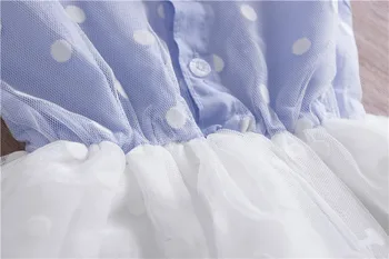 2019 New Girl'S Sleeveless Summer Dress Blue Color Dot Printed Cute Lace Dress odzież Dziecięca Drop Shipping Kids Dress