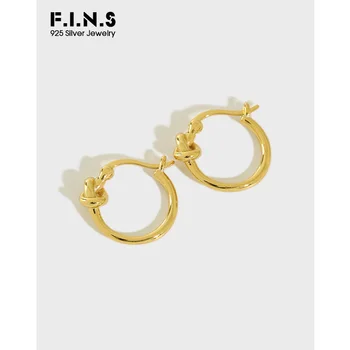 F. I. N. S Fashion Woman kolczyki 2019 złoto kolor srebrny kolczyki ze srebra próby 925 spersonalizowane krawat węzeł małe kolczyki obręcze