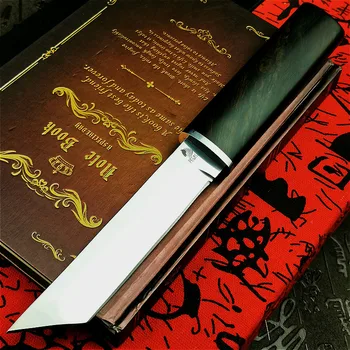 Japoński samuraj heban taktyczne bezpośredni ostrze jakości stal D2 ostry nóż myśliwski otwarty nóż kolekcja bon nóż