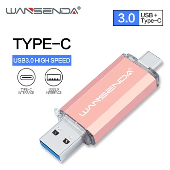 Nowy WANSENDA USB 3.0 Type C Flash Drive USB OTG Pen Drive 32GB 64GB, 128GB 256GB 512GB USB Memory Stick Pendrive Thumb drive