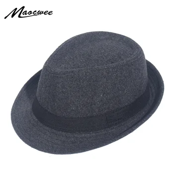 Klasyczny solidny męski tata filcu kapelusze dla dżentelmena sztuczna wełniana jazzowa kościelna czapka damska z filcu kapelusze jesień zima szerokie pola фетровый cylinder