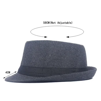 Klasyczny solidny męski tata filcu kapelusze dla dżentelmena sztuczna wełniana jazzowa kościelna czapka damska z filcu kapelusze jesień zima szerokie pola фетровый cylinder
