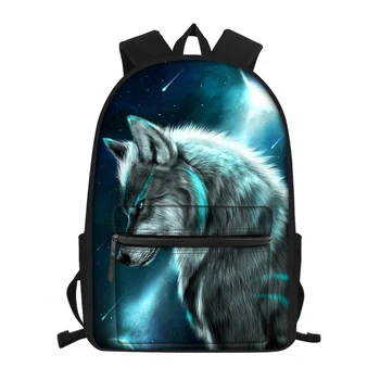 HaoYun Fashion Children ' s School Canvas Backpack Fantasy Wolf Animal Wzór School Students Book Bag Kids Travel Plecaki
