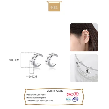 Trusta 2szt prawdziwa 925 srebro próby klip na kolczyki ucha mankiet dla kobiet dziewczyna lady bez piercing kolczyki biżuteria DA586