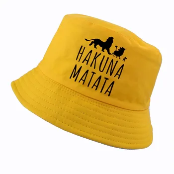 Hakuna Matata Panama wiadro kapelusz mężczyźni Król Lew Kobiety lato wiadro Cap druku Bob kapelusz hip-hop Gorros Wędkarstwo Rybak kapelusz