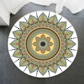 3 rozmiary styl Bohemy Mandala wzór okrągły dywan Antypoślizgowa mata do kąpieli miękki gęstnieje flanela mata do salonu Wystrój RC51
