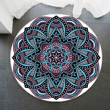 3 rozmiary styl Bohemy Mandala wzór okrągły dywan Antypoślizgowa mata do kąpieli miękki gęstnieje flanela mata do salonu Wystrój RC51