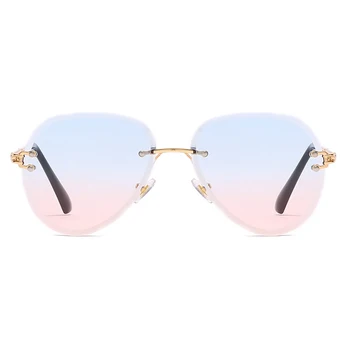 LongKeeper modne brązowe okulary bez oprawek dla kobiet 2021 UV400 luksusowe pilotażowe okulary dla mężczyzn jazdy odcienie Oculos Masculino