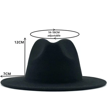 Jesień zima wełniane męskie filcu kapelusze damskie фетровая kapelusz panie sombrero jazz męski melonik odkryty vintage top kapelusze Panama 56-60cm