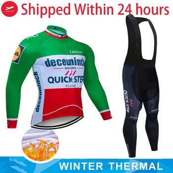2021 szybki krok jazda na Rowerze Jersey zestaw Zimowa woda termalna z polaru odzież rowerowa z długim rękawem męski drogowy strój rowerowy MTB Maillot Culotte