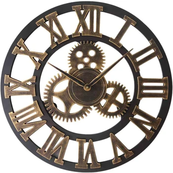 40 cm zegar ścienny nowoczesny design retro cyfry rzymskie ścienny zegar nie tyka zębate zegar metal Złoty duży salon dekoracji